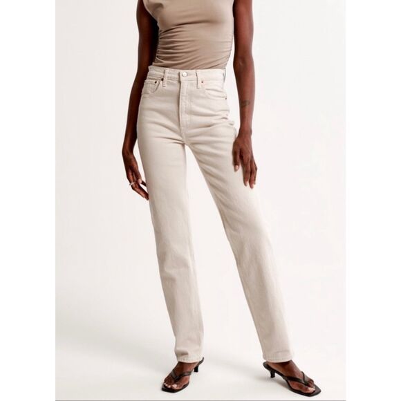 Abercrombie & Fitch Denim - Abercrombie & Fitch 90’s Straight Ultra High Rise Ecru White Size 31/12R